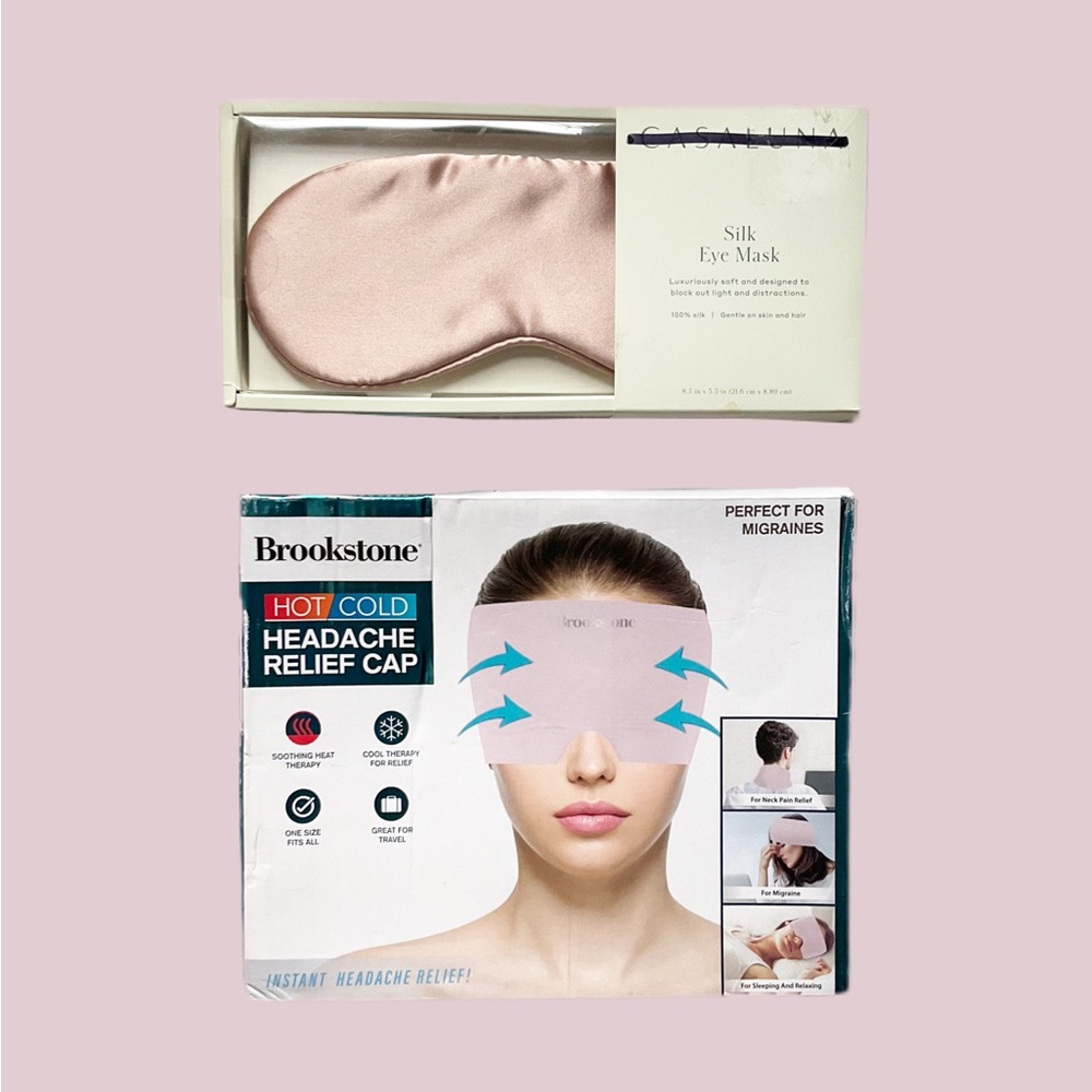 Casaluna Silk Eye Mask & Brookstone Headache Relief Cap